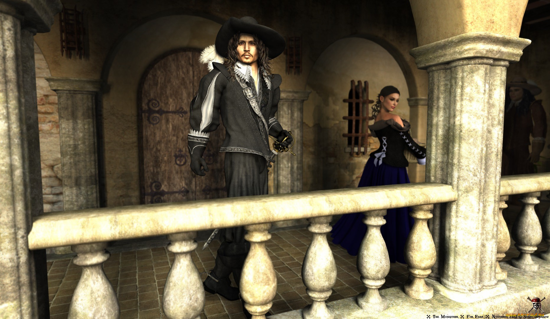 3д, графика, historical, история, девушка, шпага, мушкетёр