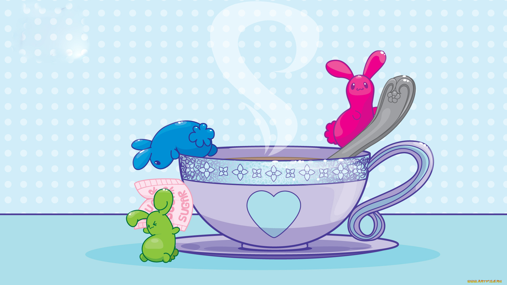 векторная, графика, чашка, ложка