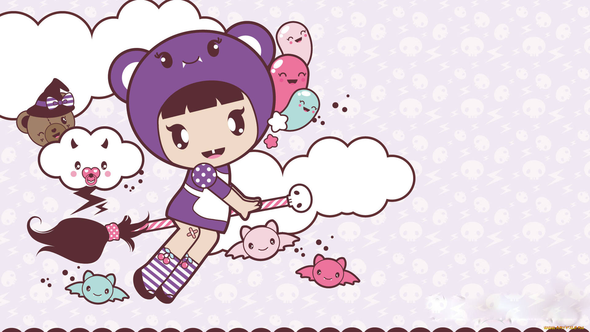 векторная, графика, девочка, сердечки