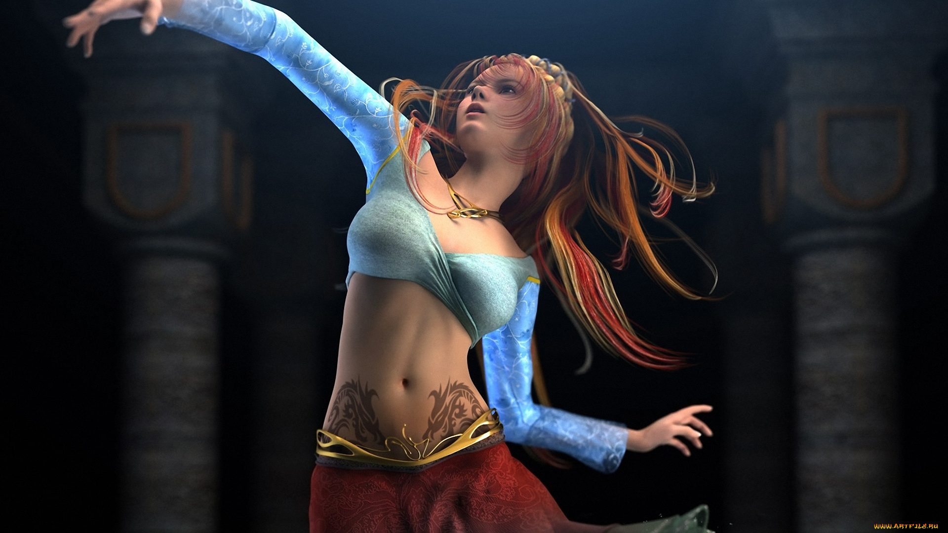 3д, графика, people, люди, девушка, танец, тату