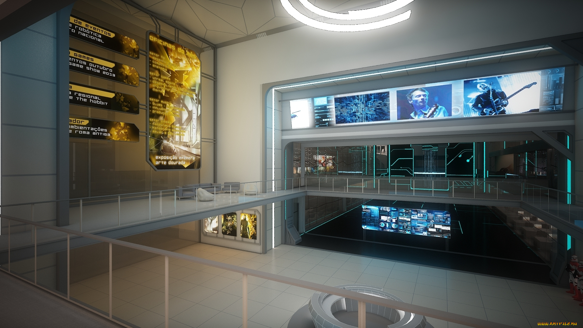 3д, графика, realism, реализм, корпорация, охрана, мониторы, помещение, рендер