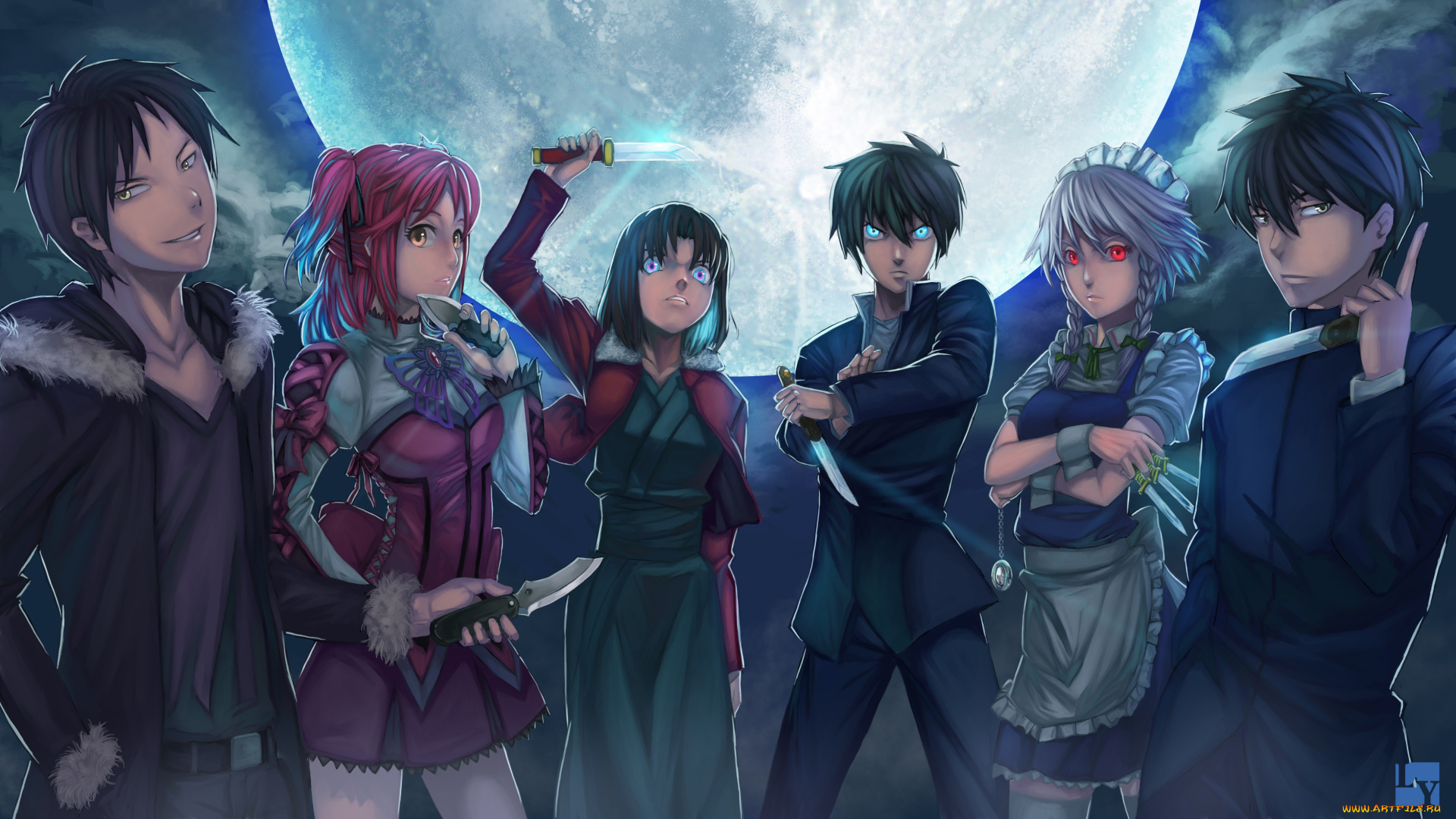 аниме, weapon, blood, technology, orihara, izaya, izayoi, sakuya, девушки, парни, touhou, nanaya