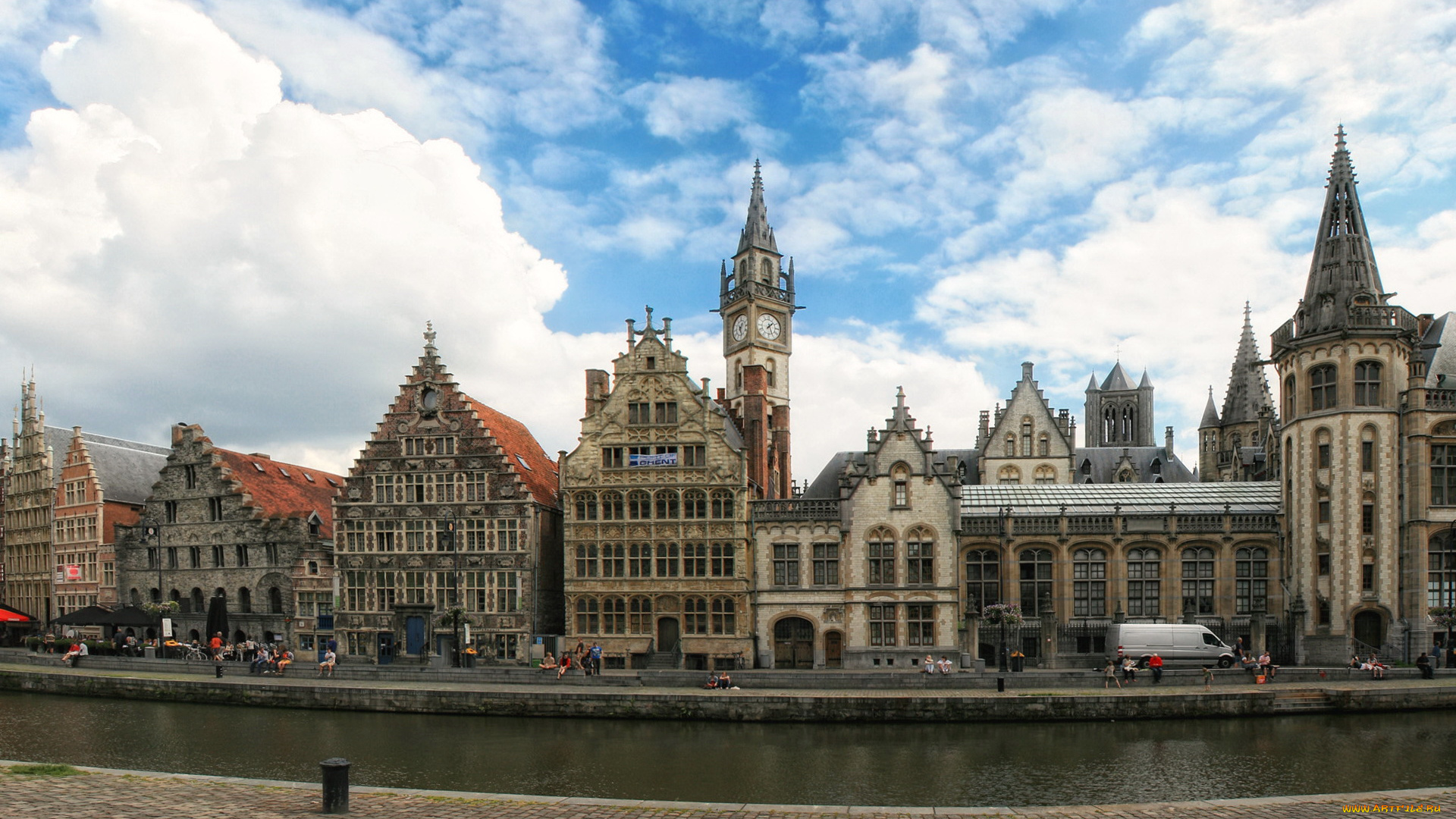 бельгия, гент, города, улицы, площади, набережные, река, дома