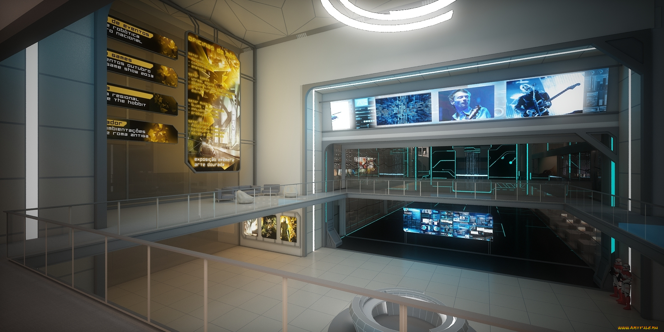 3д, графика, realism, реализм, корпорация, охрана, мониторы, помещение, рендер