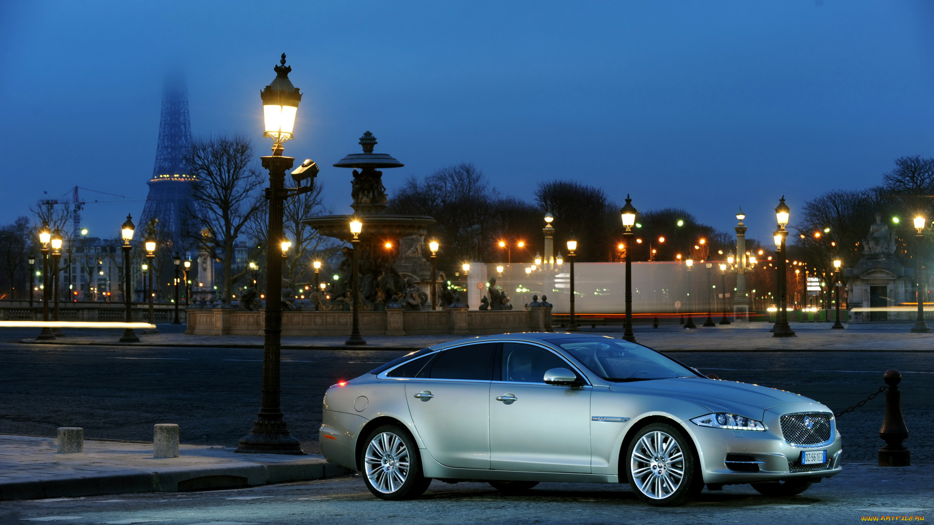 2010, jaguar, xj, автомобили, город, огни, ночь