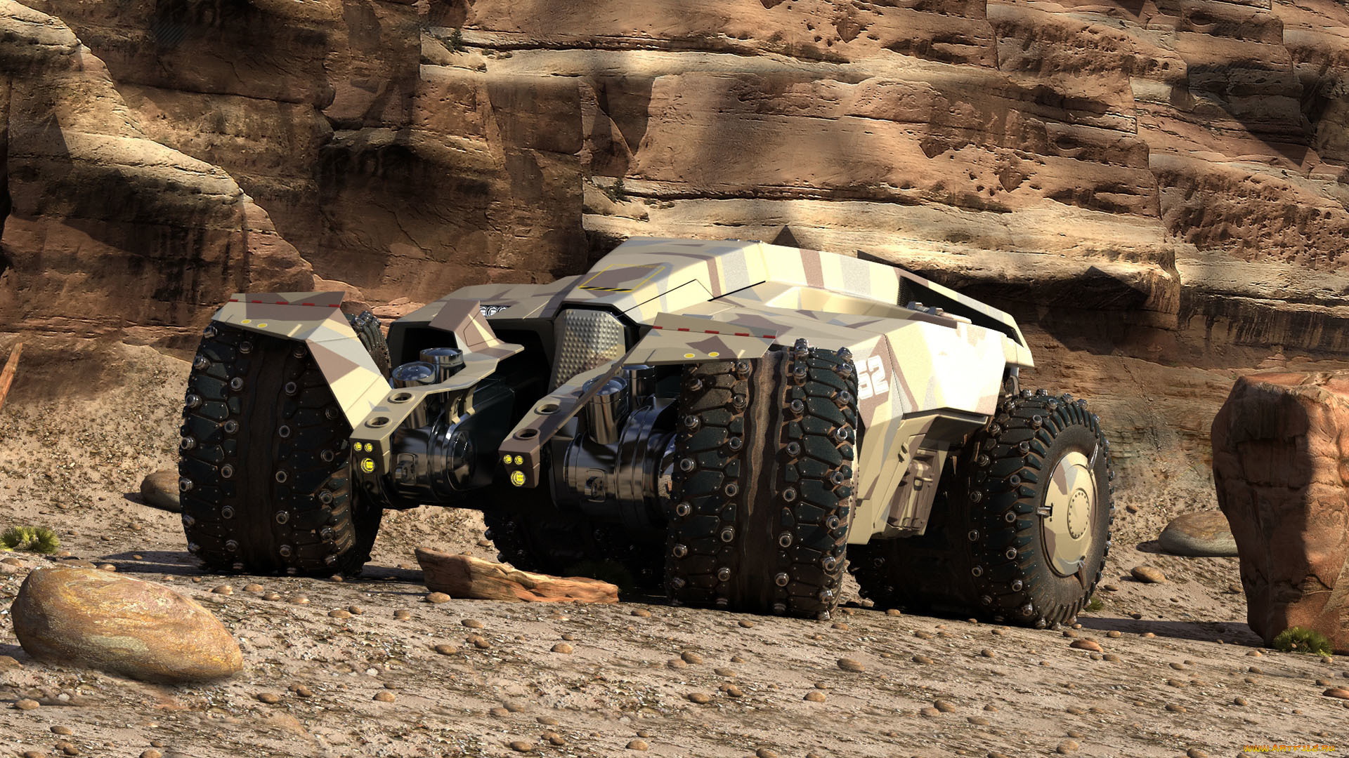 автомобили, 3д, камни