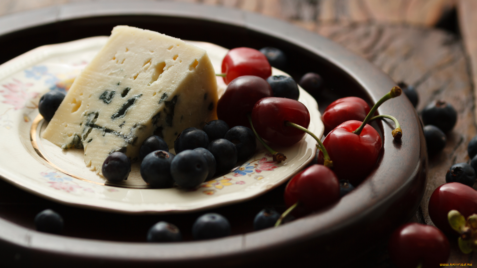 еда, разное, ягоды, сыр, голубика, черешня