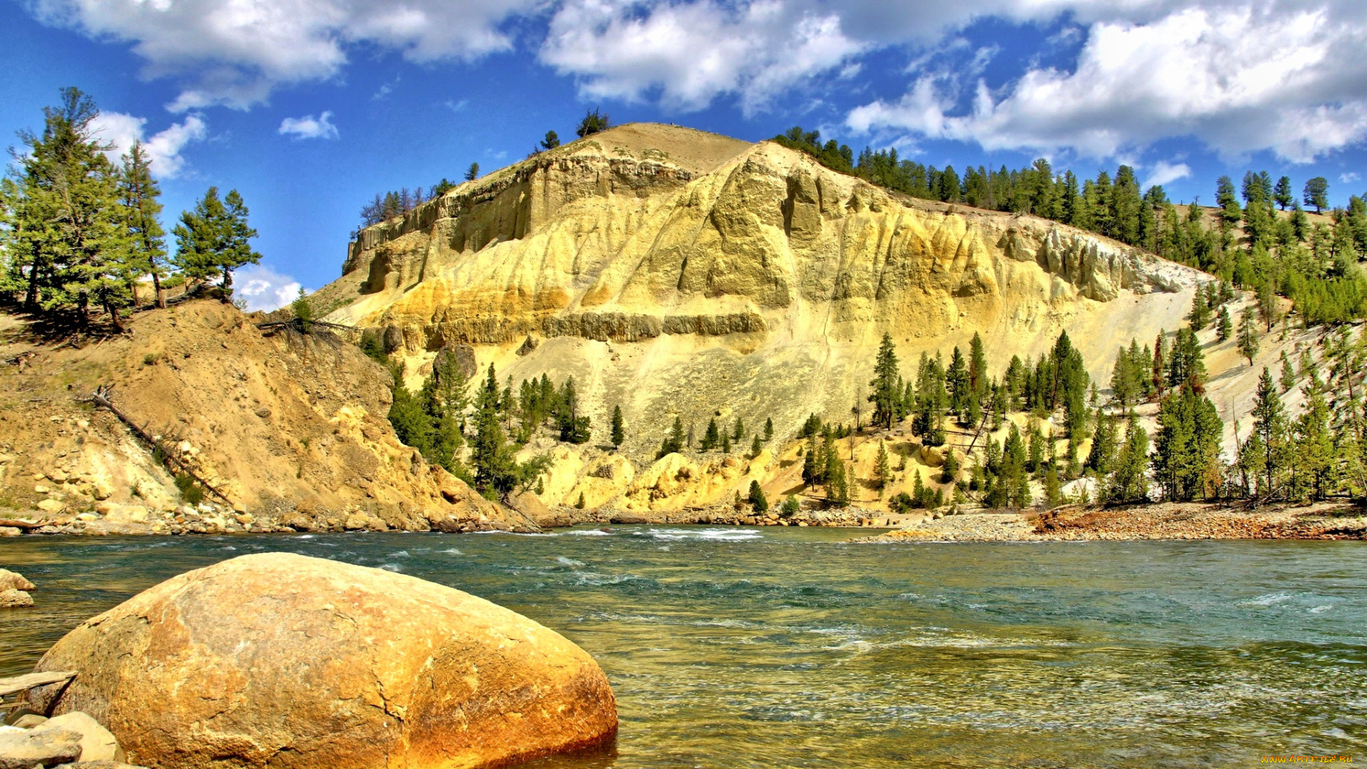 природа, реки, озера, деревья, река, камни, скалы, горы