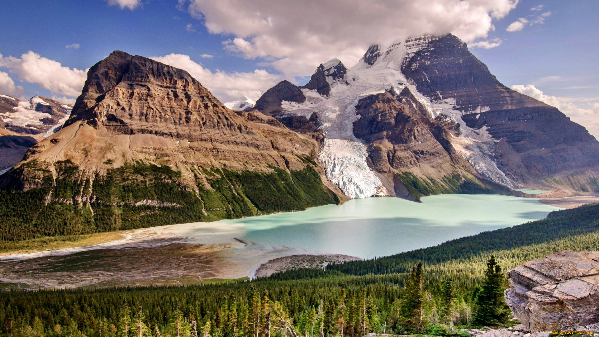 природа, реки, озера, горы, скалы, камни, лес, озеро, облака