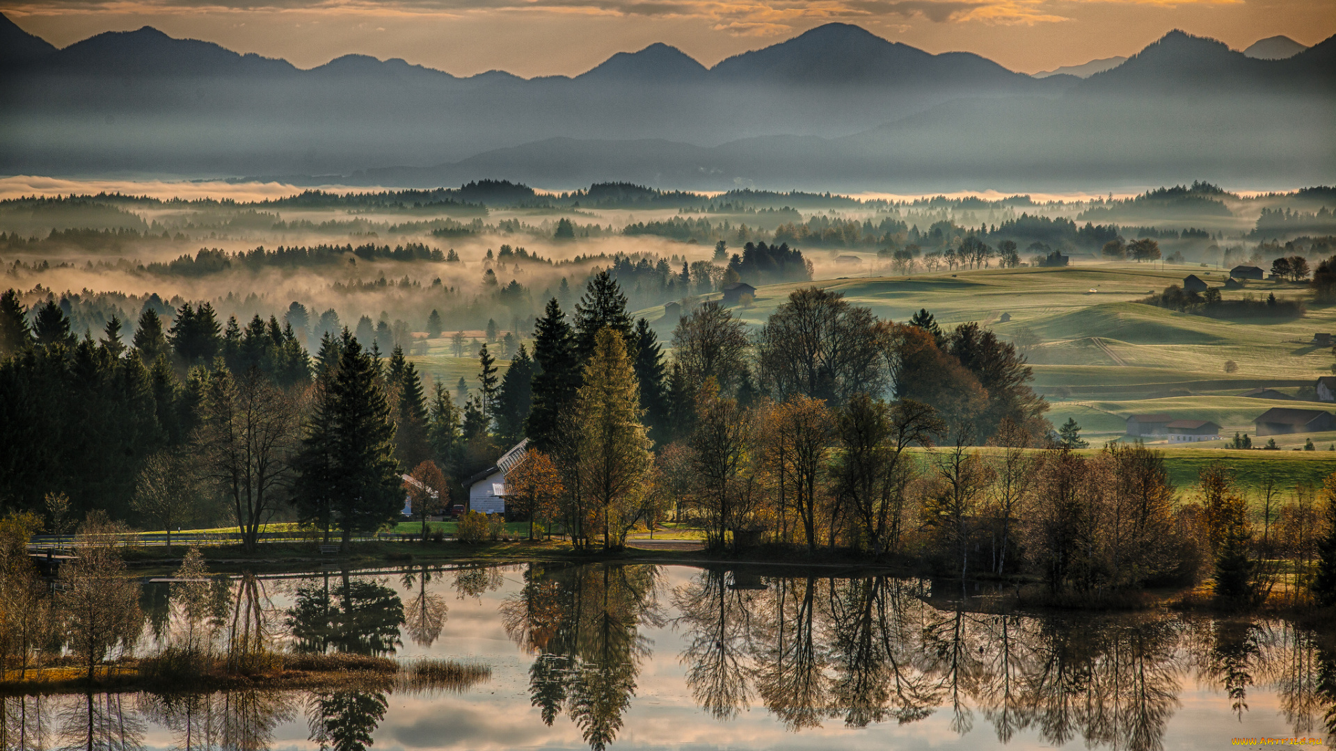 wildsteig, bavaria, germany, природа, реки, озера, вильдштайг, отражение, рассвет, осень, германия, бавария, утро, река, пейзаж, горы, деревья
