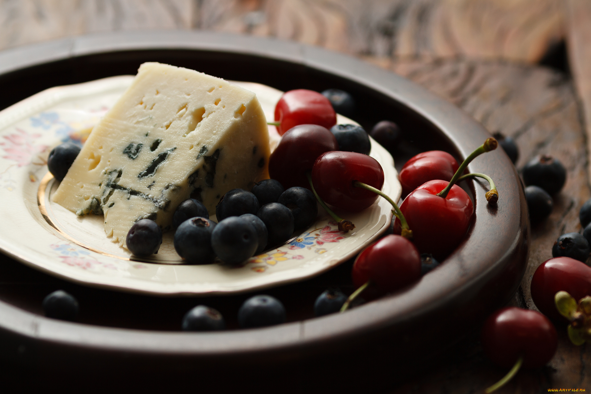 еда, разное, ягоды, сыр, голубика, черешня