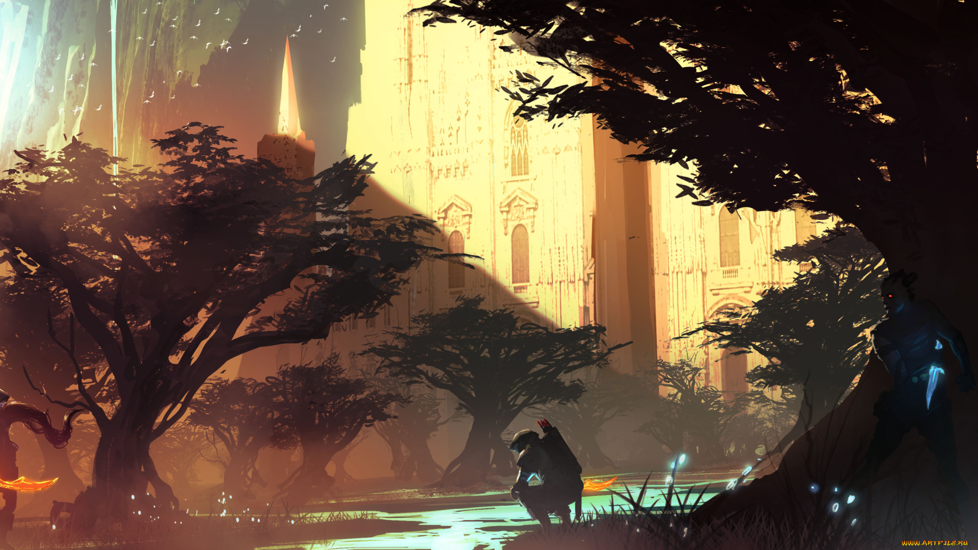 фэнтези, иные, миры, , иные, времена, иной, мир, замок, деревья, существа, воины