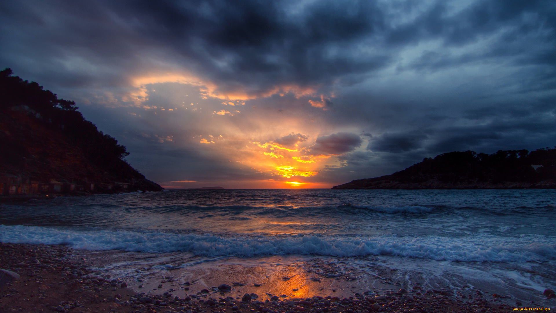 природа, восходы, закаты, солнце, пляж, бухта, океан