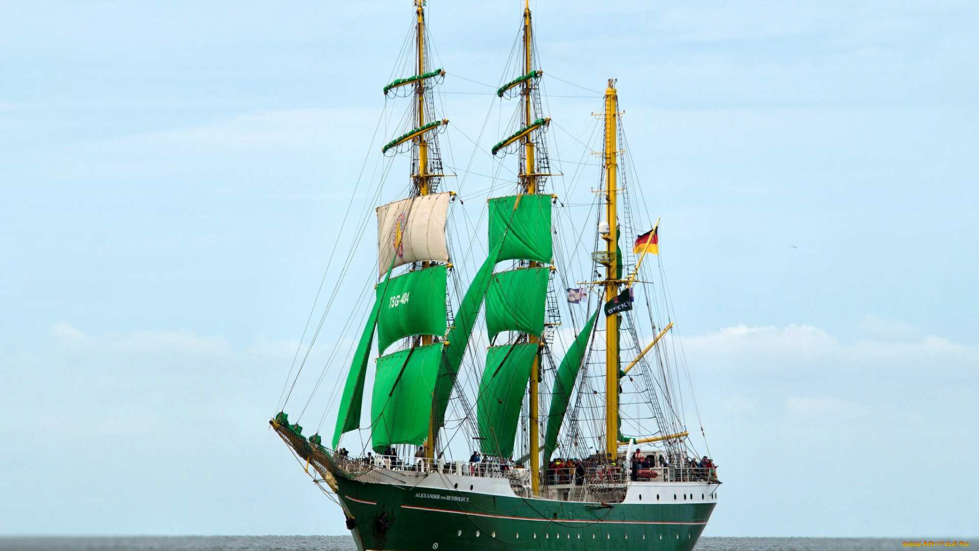 alexander, von, hubold, 2, корабли, парусники, море, мачты