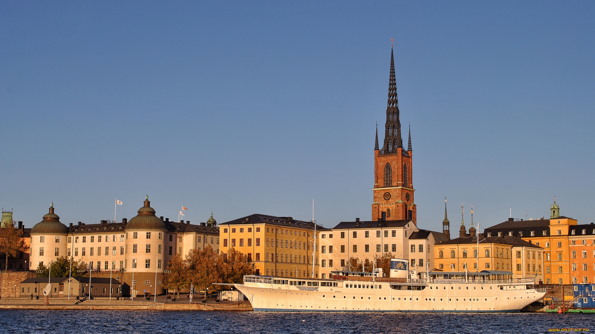 gamla, stan, -, stockholm, города, стокгольм, , швеция, набережная, башня