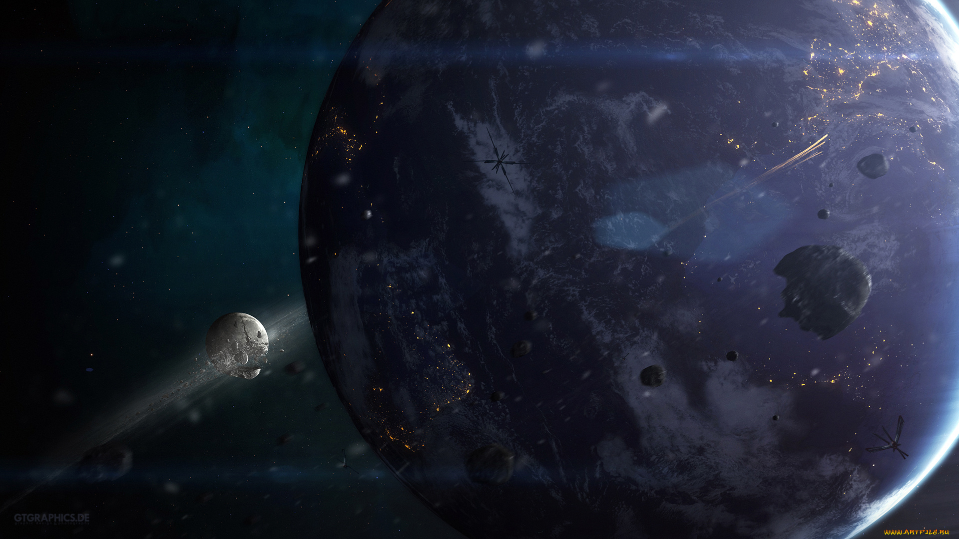 космос, арт, планеты, вселенная, галактика