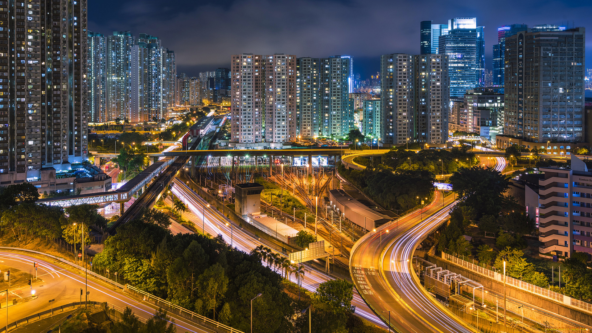 kowloon, bay, , hong, kong, города, гонконг, , китай, огни, ночь, небоскребы