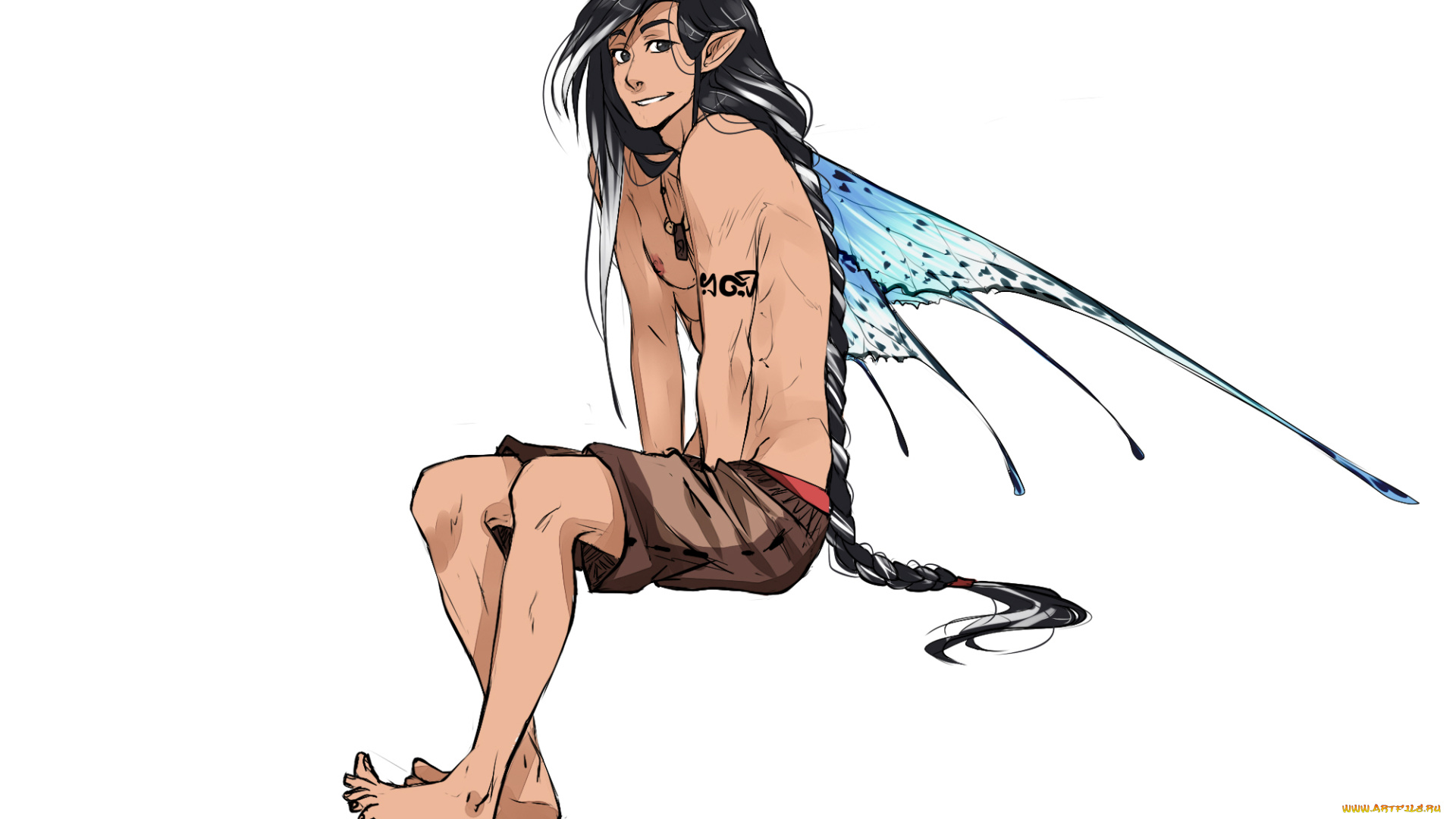 разное, арты, арт, фон, парень, фей, крылья