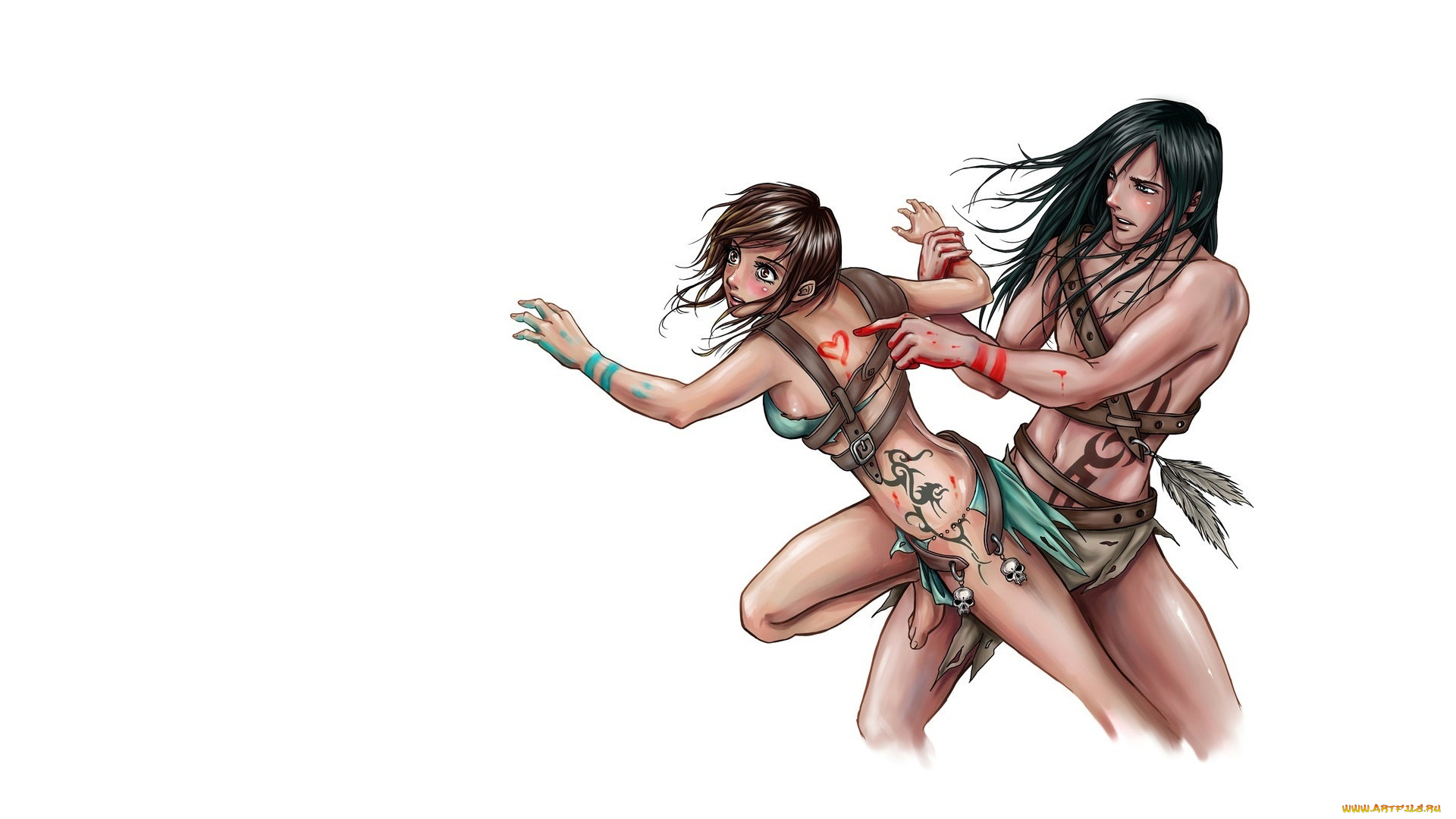 разное, арты, двое, девушка, парень