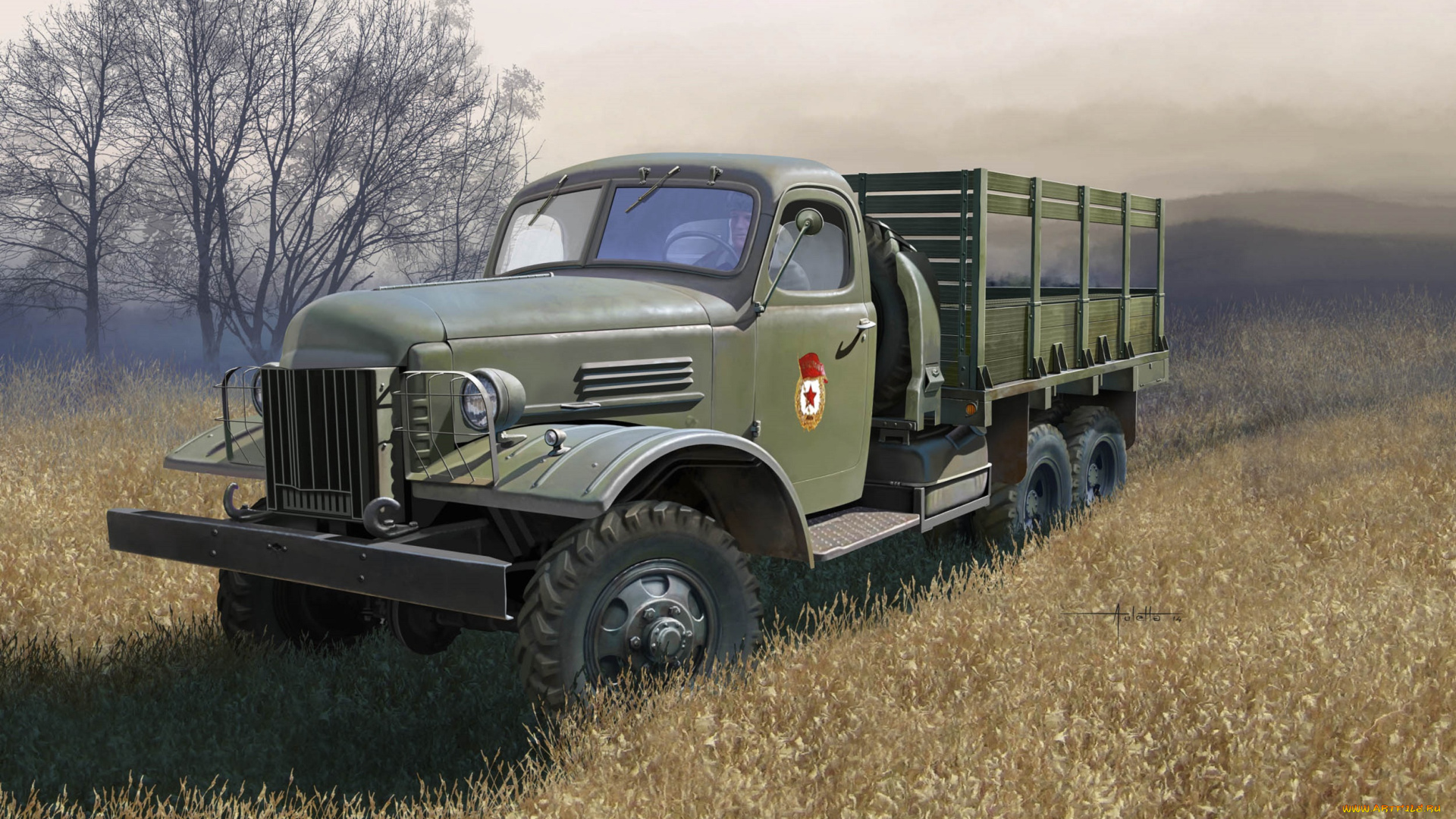 рисованное, армия, автомобиль, фон