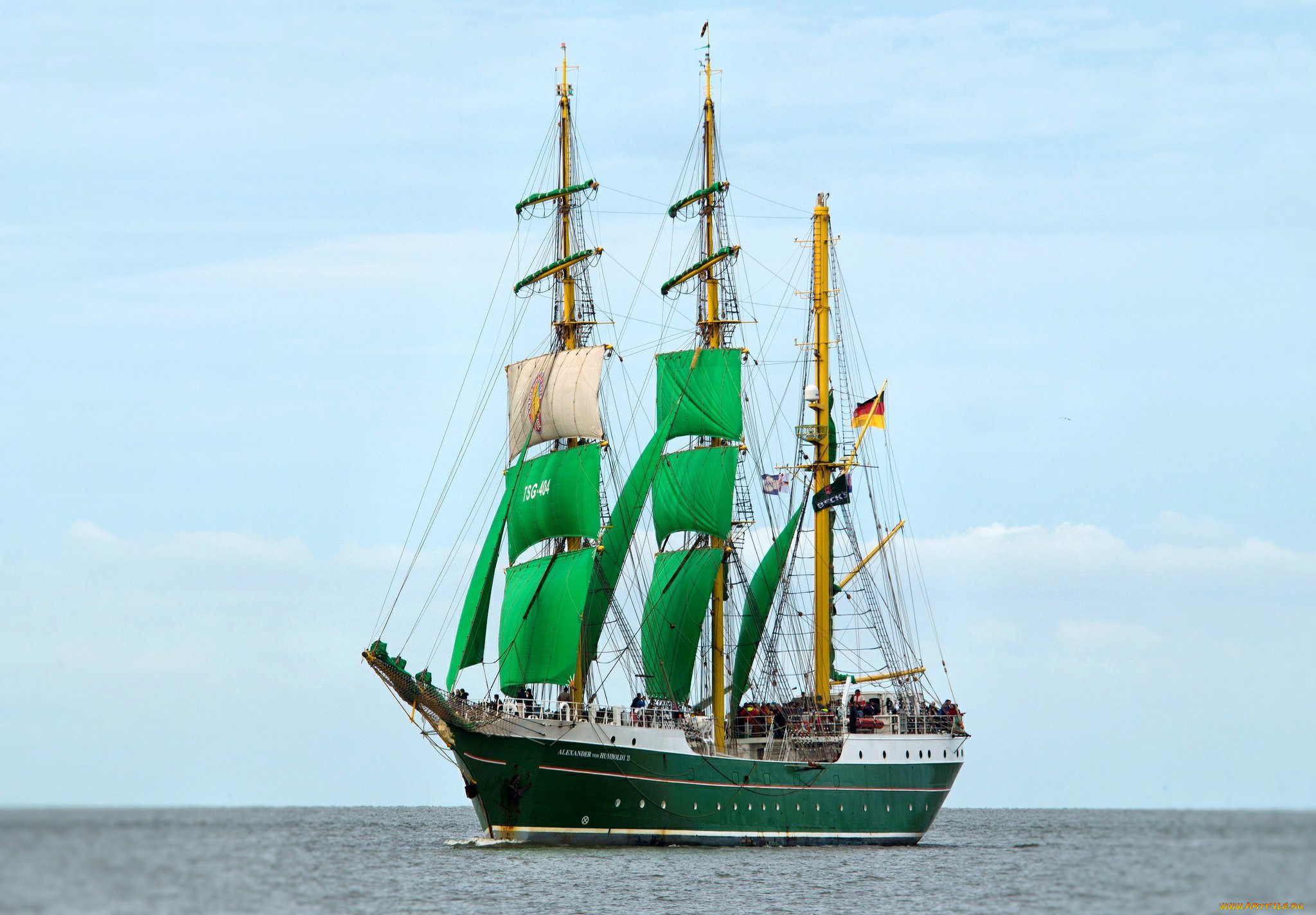 alexander, von, hubold, 2, корабли, парусники, море, мачты