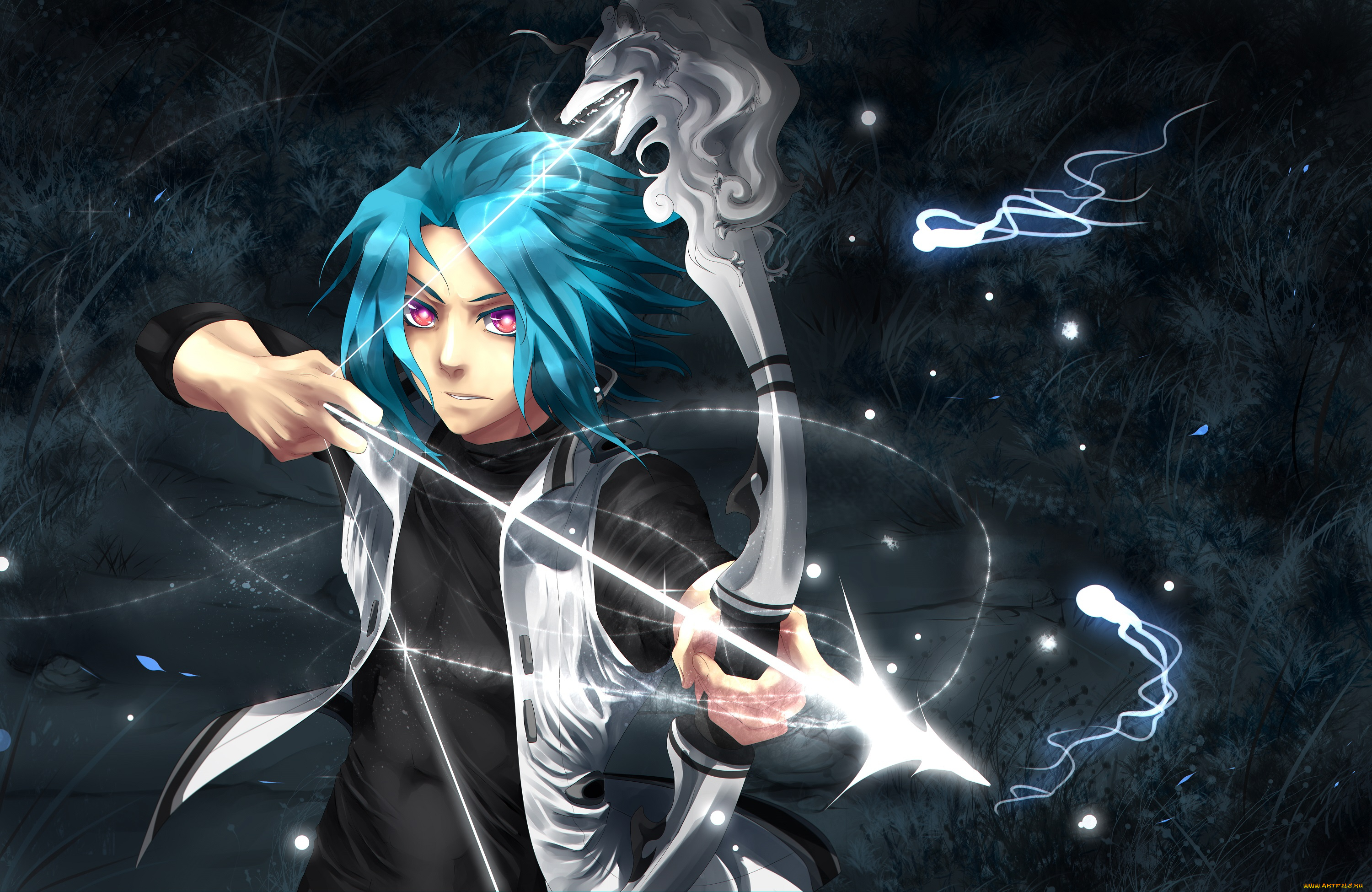 разное, арты, стрела, парень, арт, лук, аниме