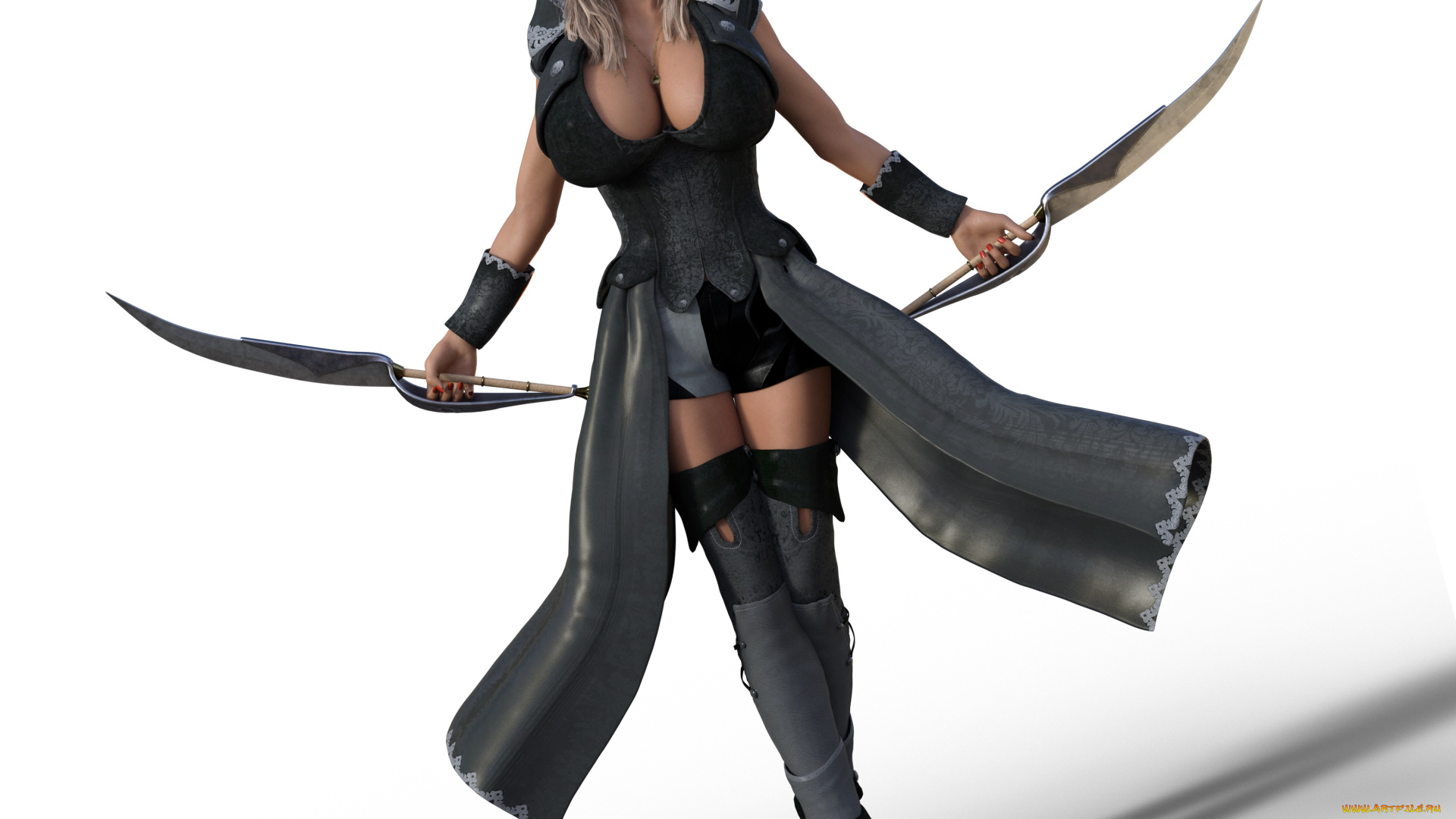 3д, графика, фантазия, , fantasy, девушка, оружие, фон, взгляд