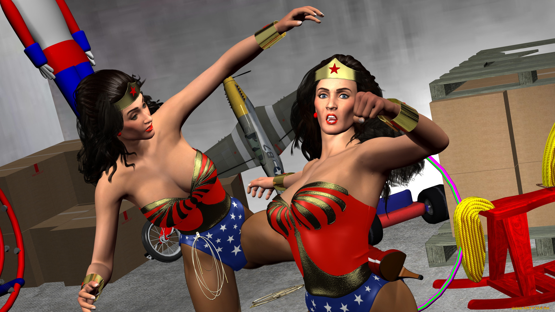 3д, графика, фантазия, , fantasy, драка, фон, взгляд, девушки