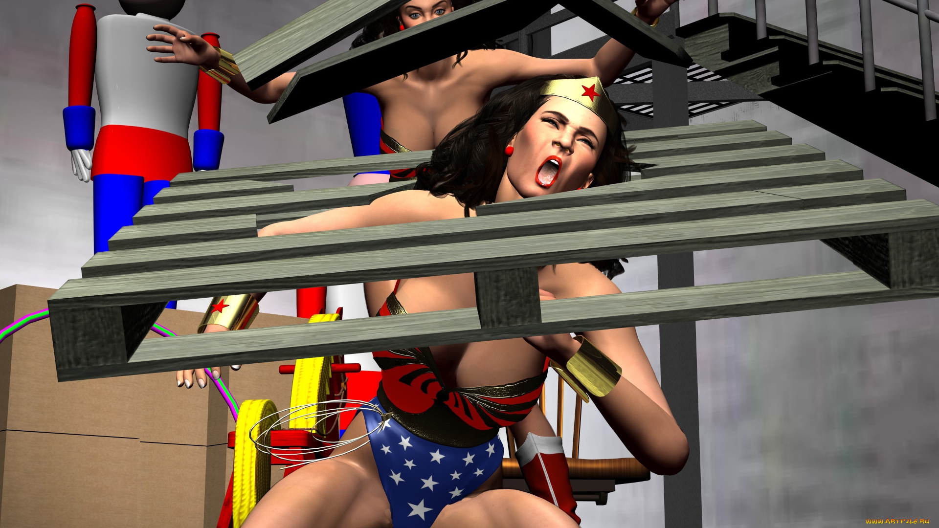 3д, графика, фантазия, , fantasy, драка, фон, взгляд, девушки