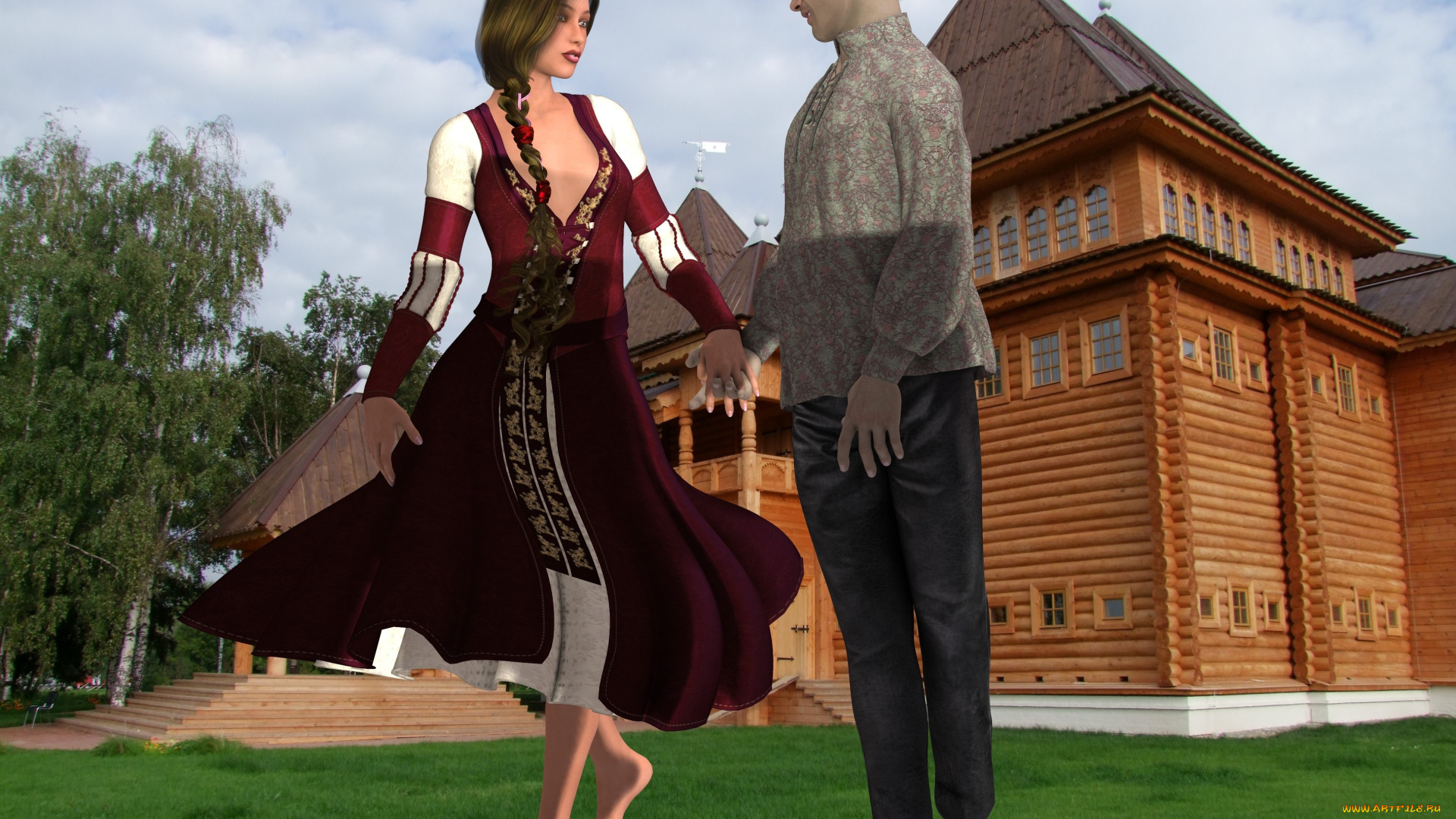 3д, графика, люди, , people, девушка, парень, фон, взгляд