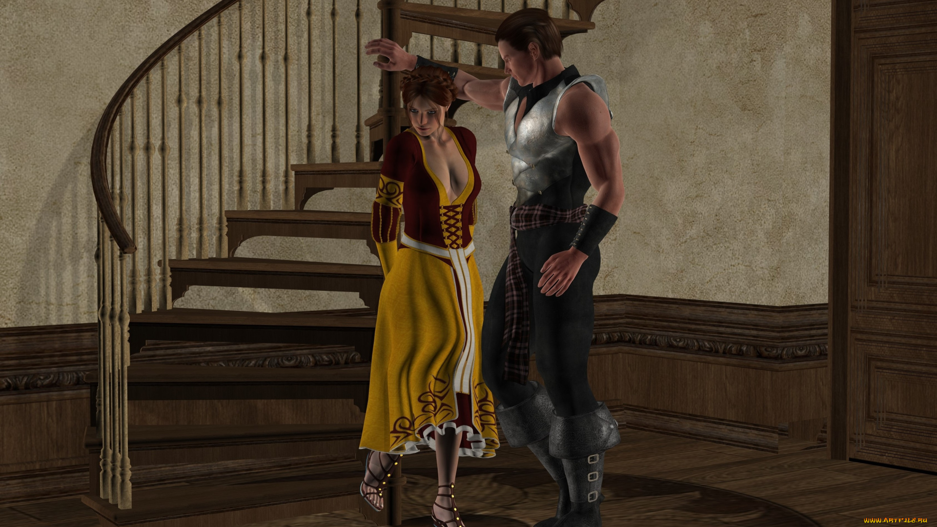 3д, графика, люди, , people, мужчина, фон, взгляд, девушка