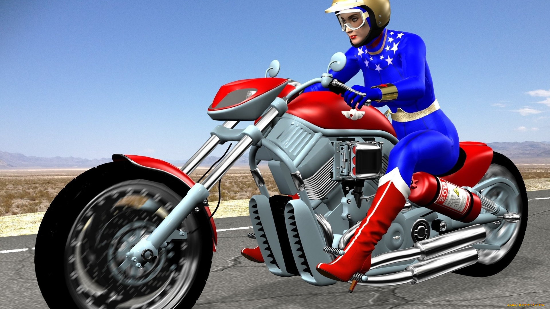 3д, графика, люди-авто, мото, , people-, car, , , moto, мотоцикл, фон, взгляд, девушка