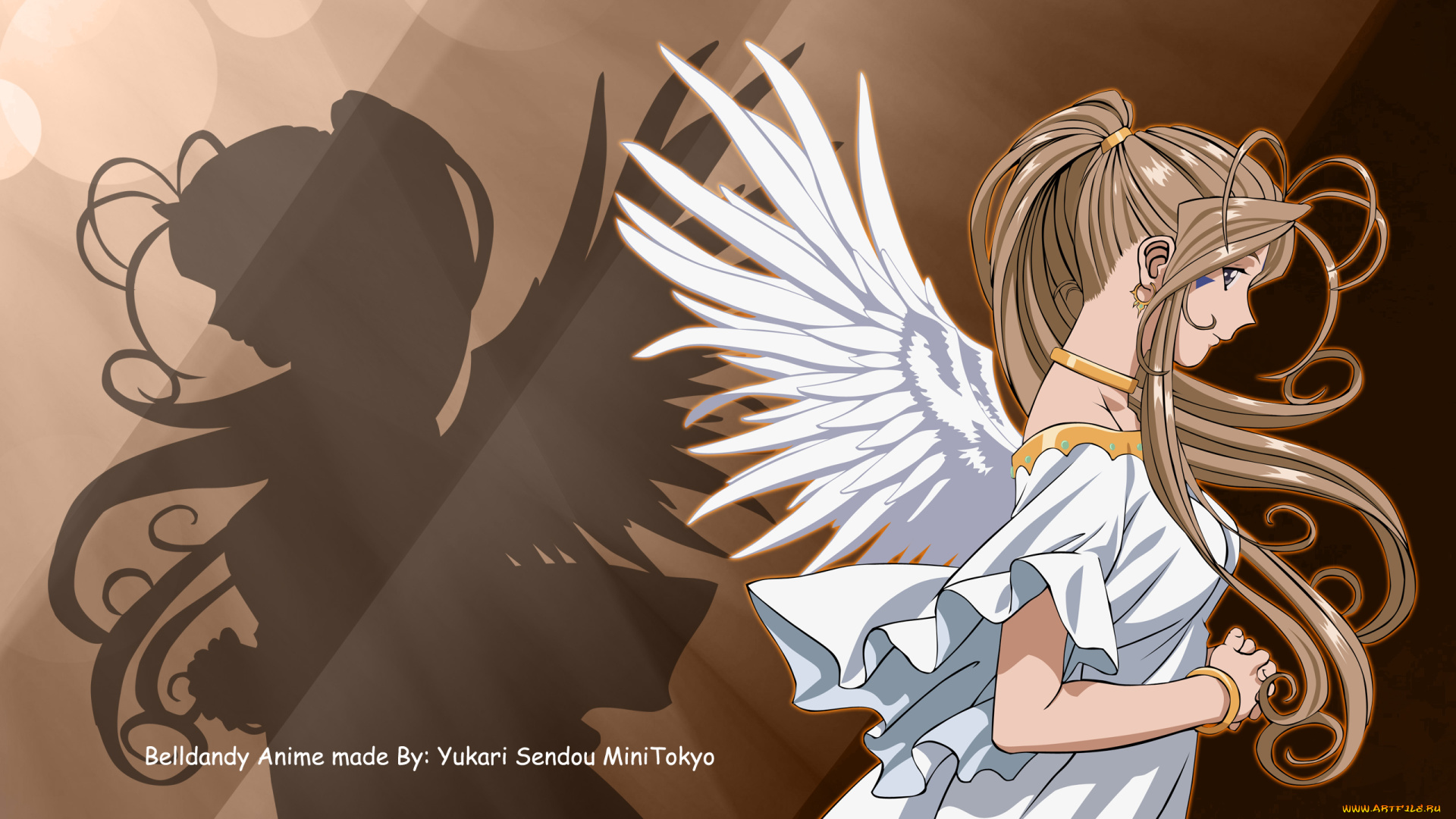 аниме, ah, , my, goddess, девушка, взгляд, фон