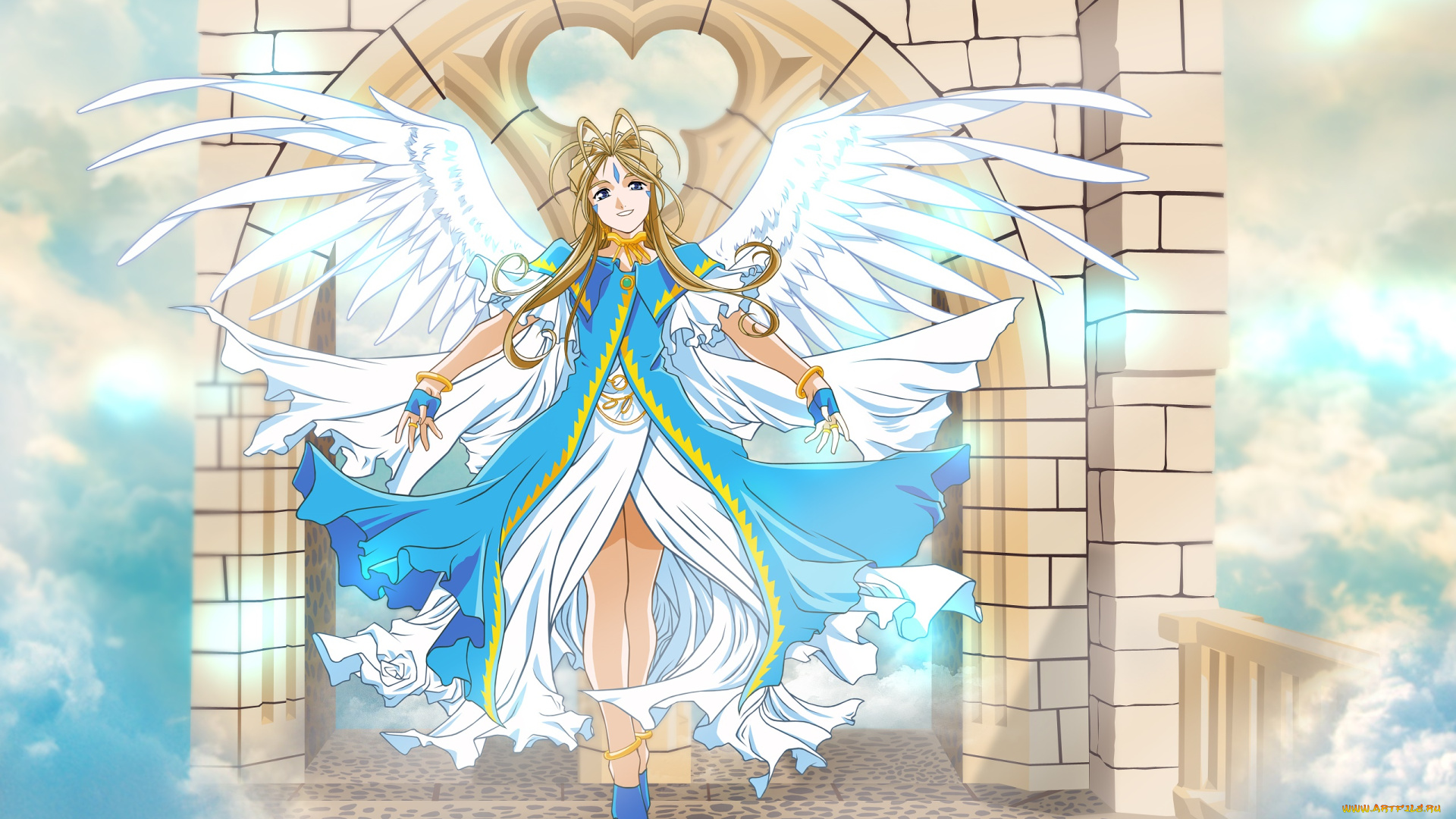 аниме, ah, , my, goddess, девушка, взгляд, фон