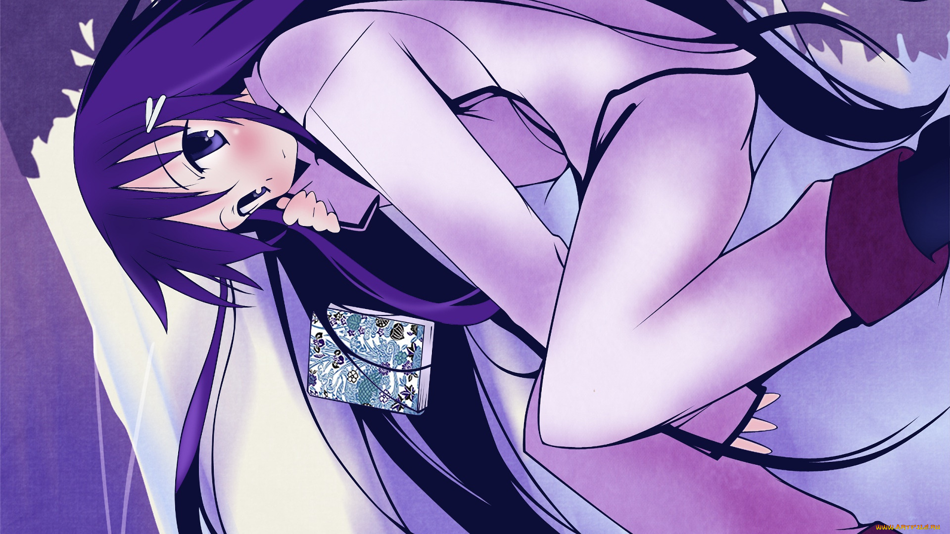 аниме, hanbun, no, tsuki, ga, noboru, sora, взгляд, фон, девушка