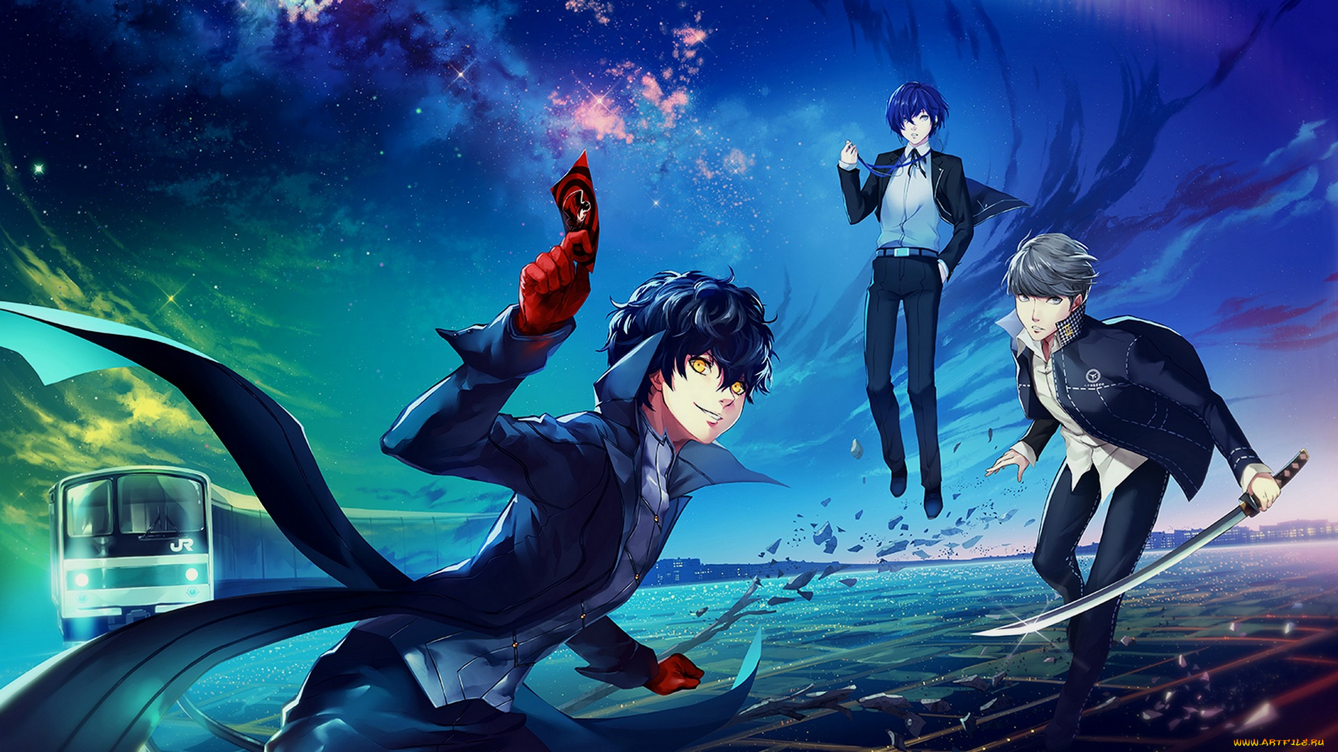 аниме, persona, arisato, minato, narukami, yuu, protagonist, 5