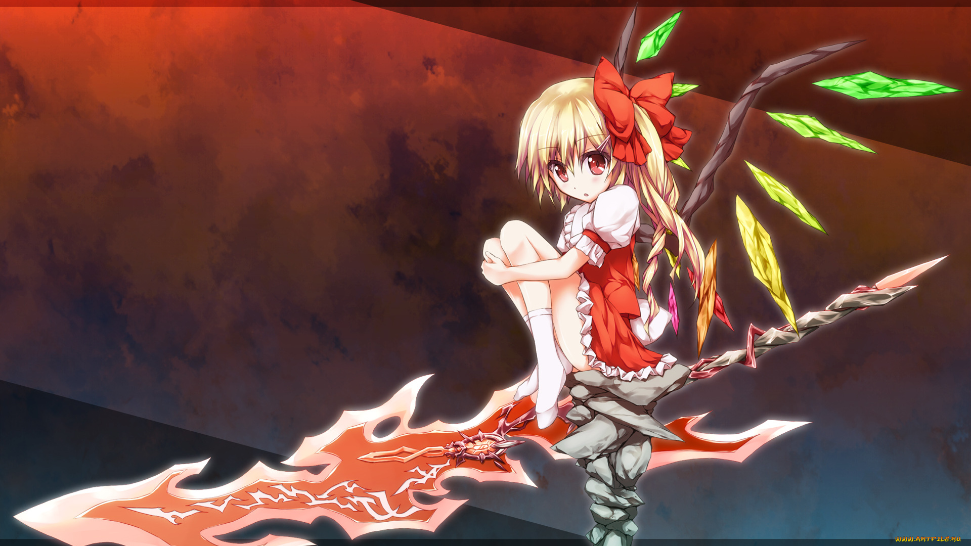 аниме, touhou, девушка, фон, взгляд