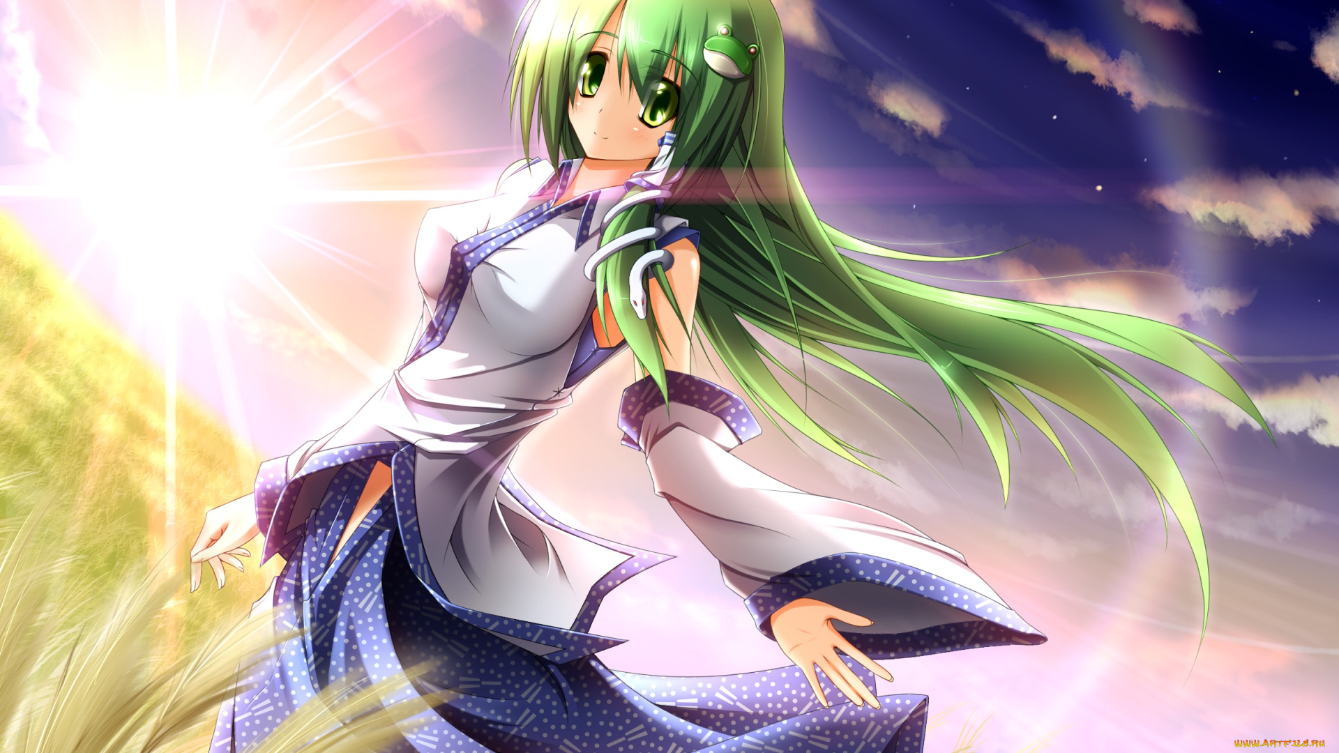 аниме, touhou, девушка, взгляд, фон