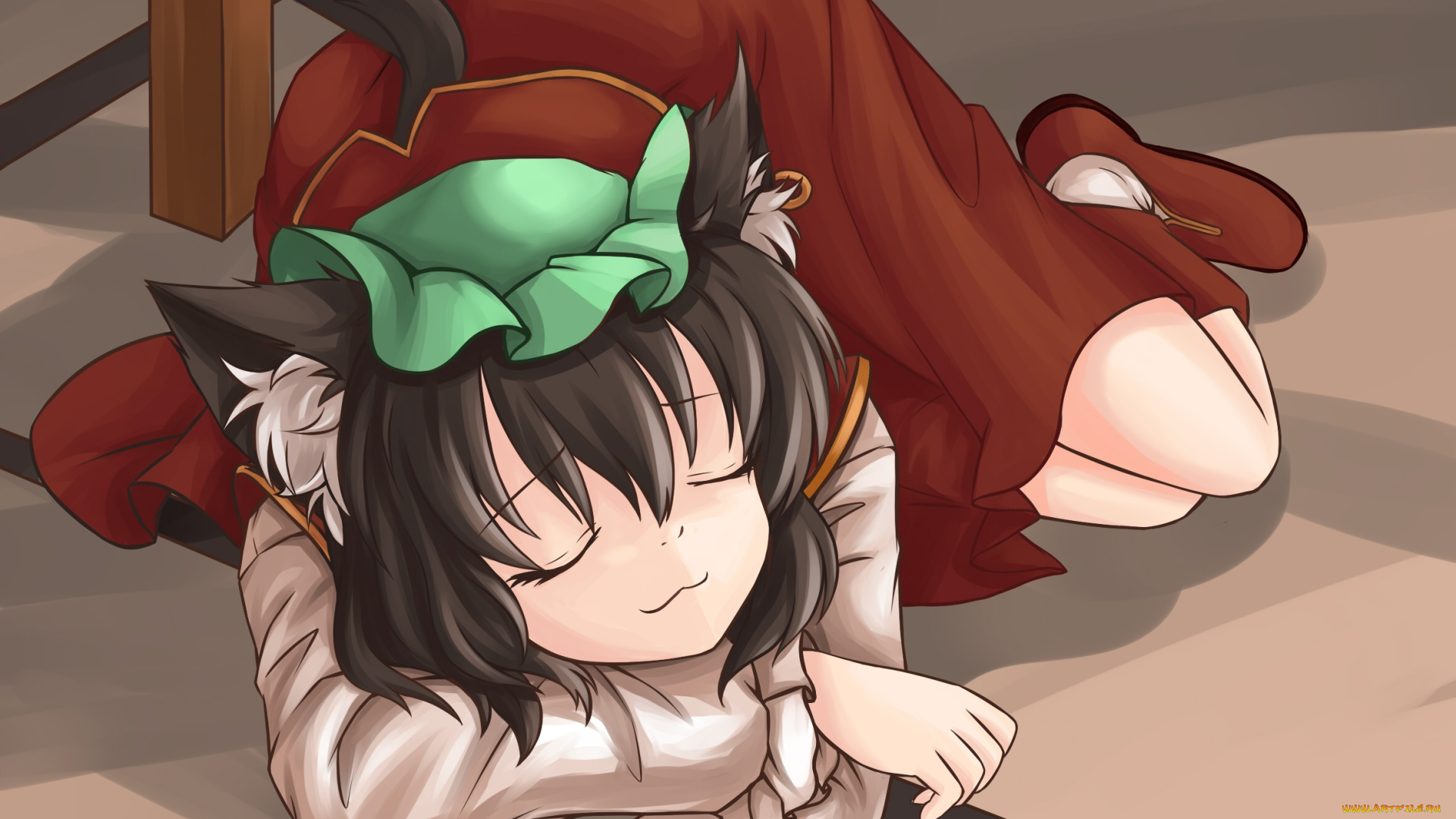 аниме, touhou, девушка, взгляд, фон