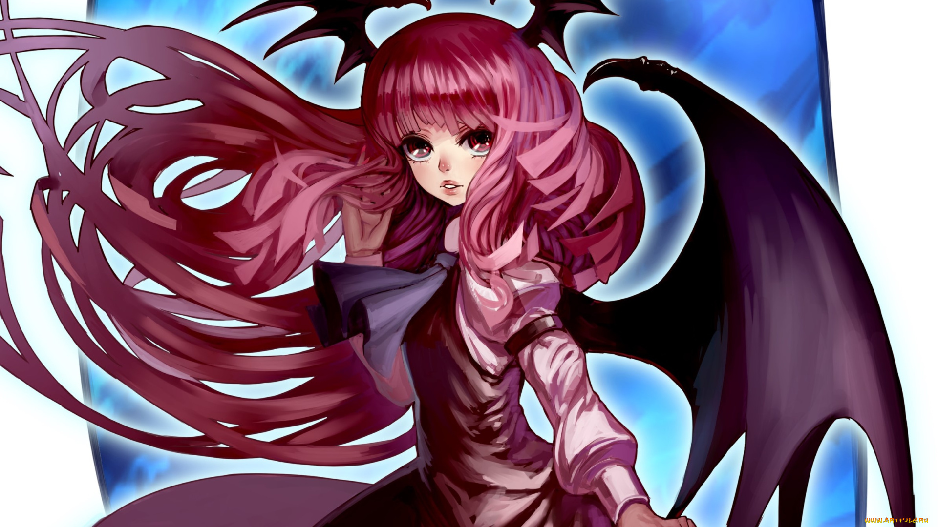 аниме, touhou, девушка, взгляд, фон