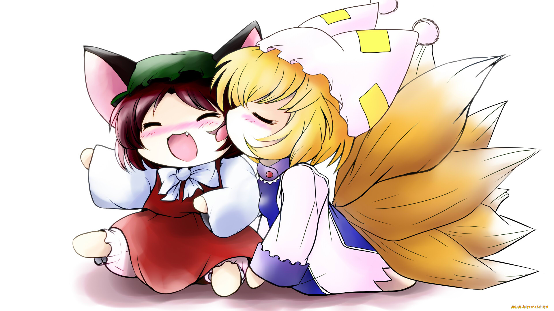 аниме, touhou, фон, девушки, взгляд