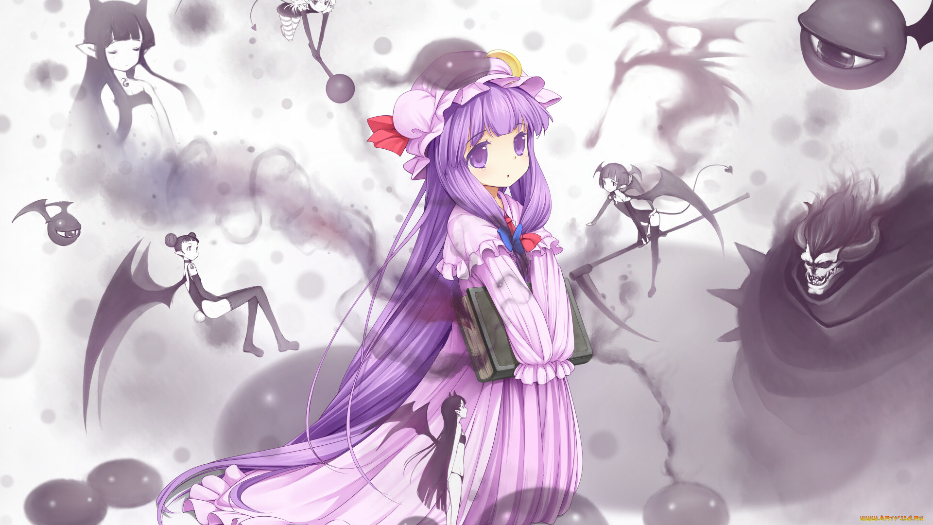 аниме, touhou, фон, взгляд, девушка