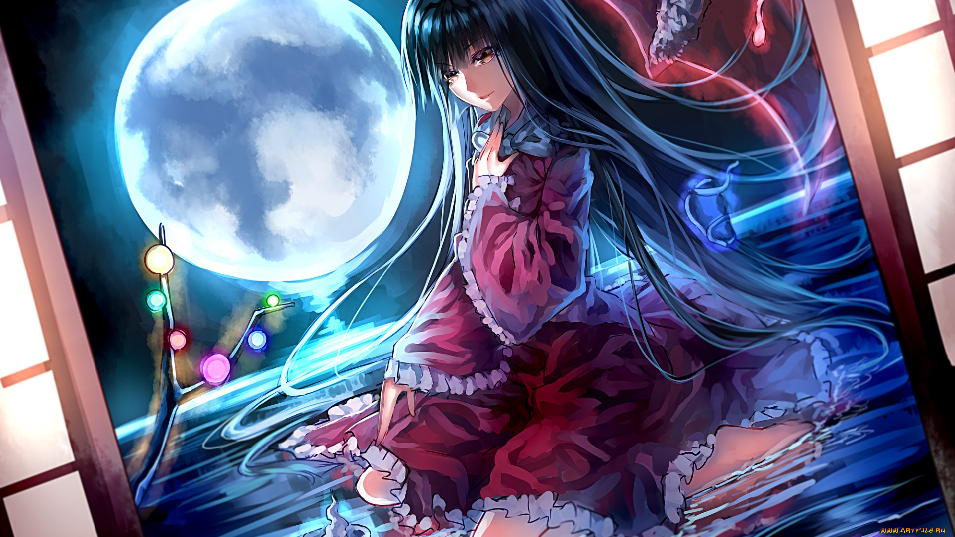 аниме, touhou, фон, взгляд, девушка