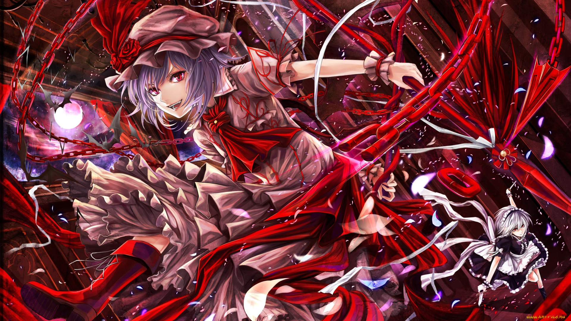 аниме, touhou, фон, взгляд, девушка