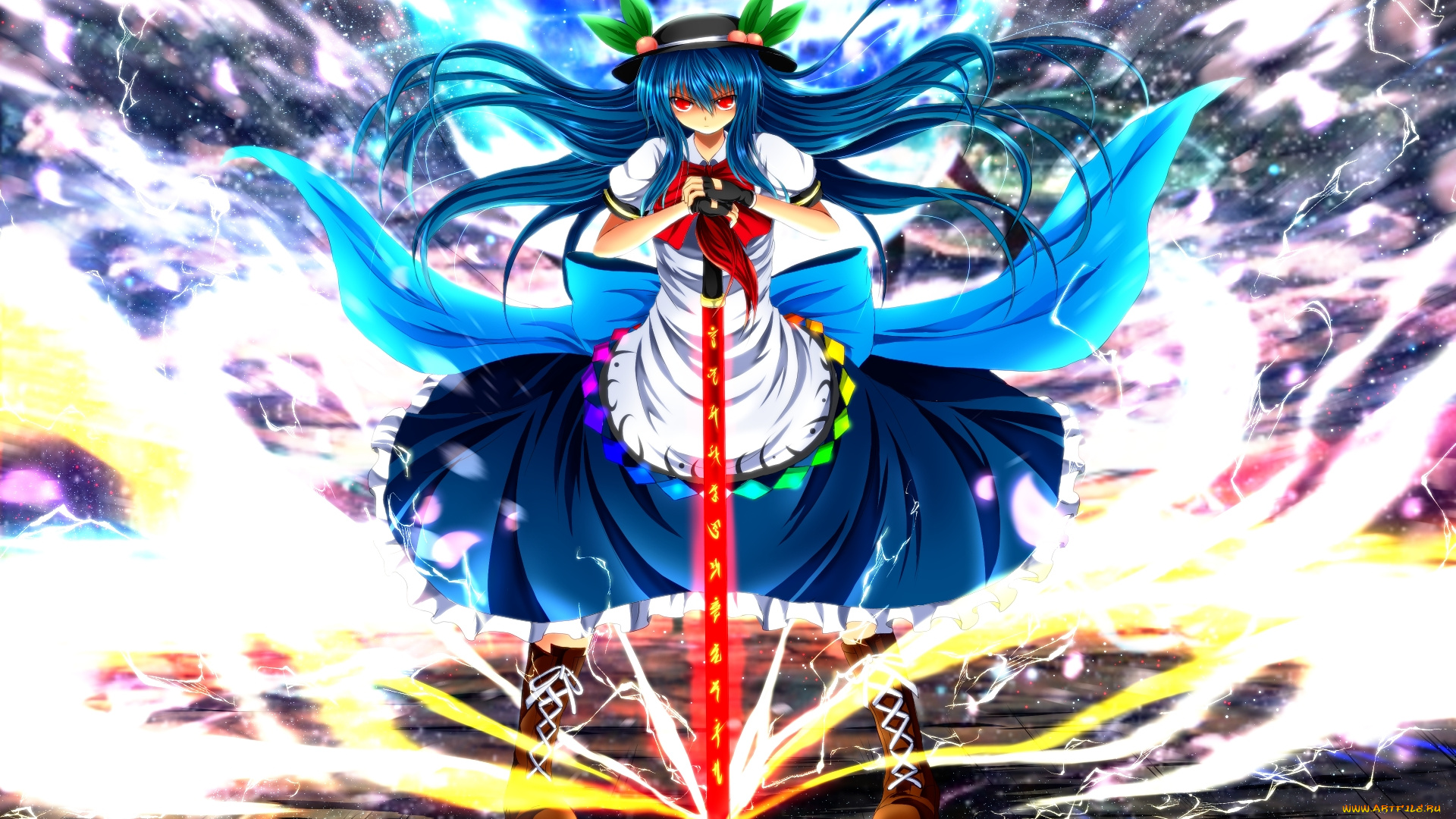 аниме, touhou, фон, взгляд, девушка