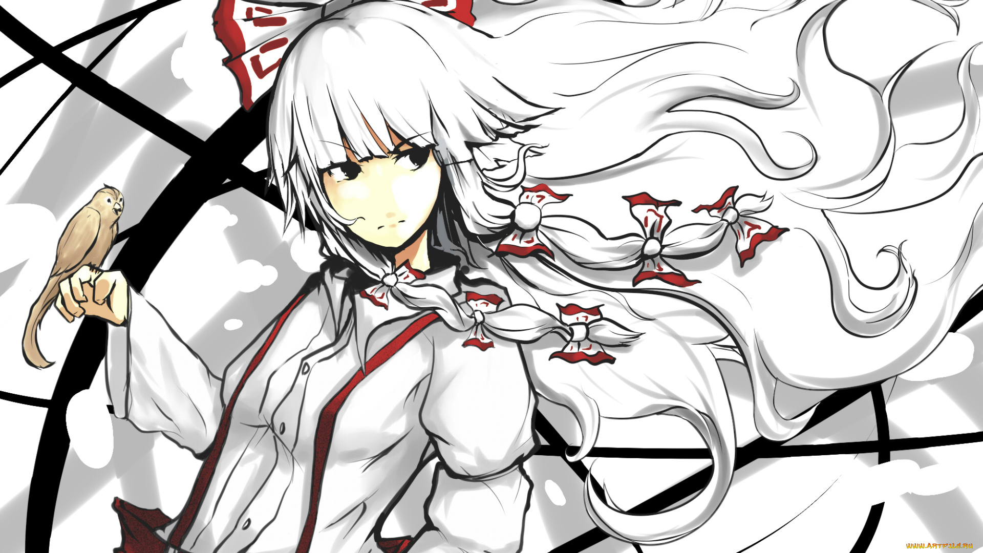 аниме, touhou, взгляд, фон, девушка