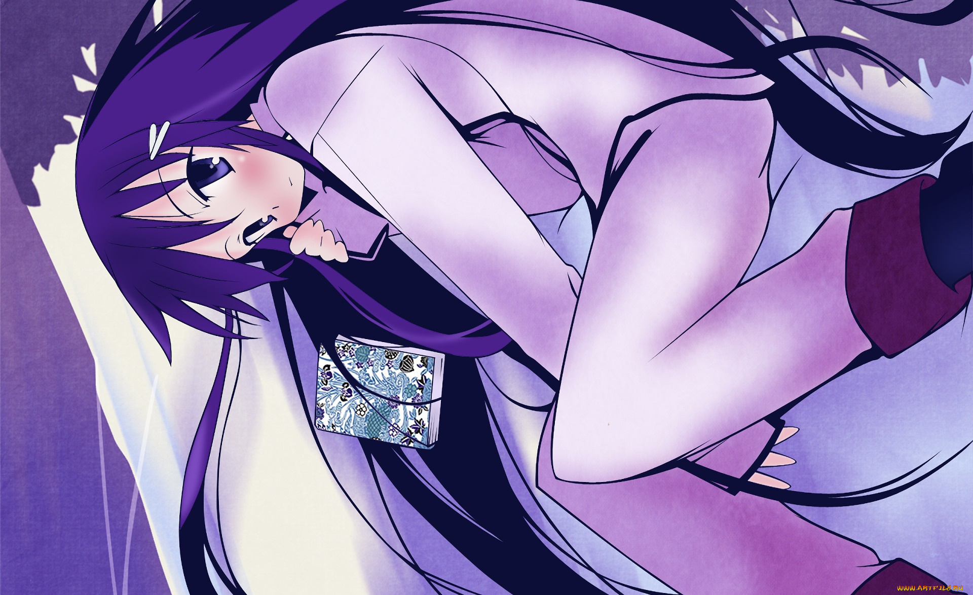 аниме, hanbun, no, tsuki, ga, noboru, sora, взгляд, фон, девушка