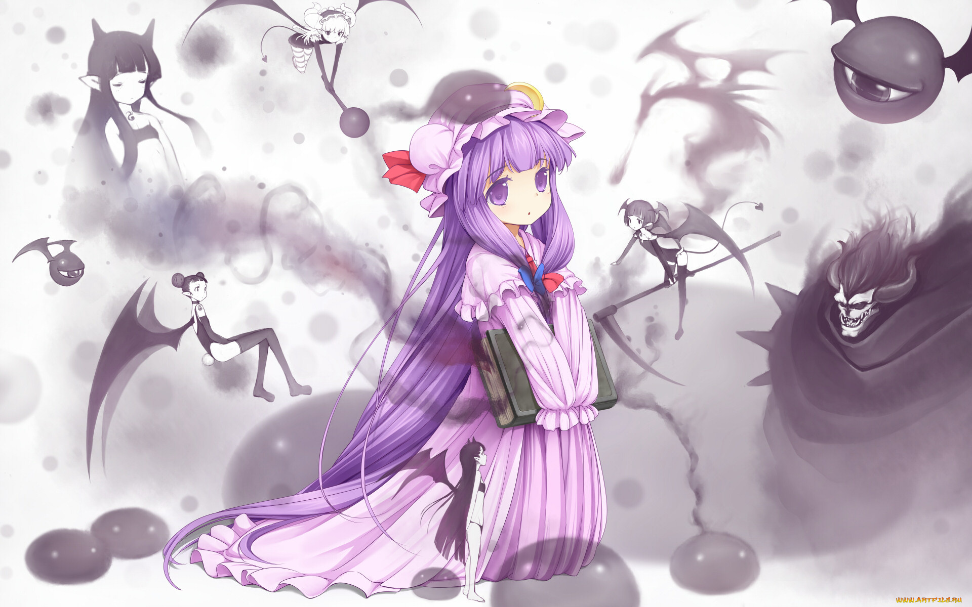 аниме, touhou, фон, взгляд, девушка