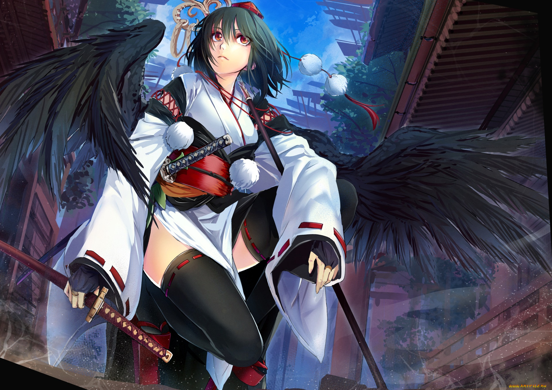 аниме, touhou, фон, взгляд, девушка