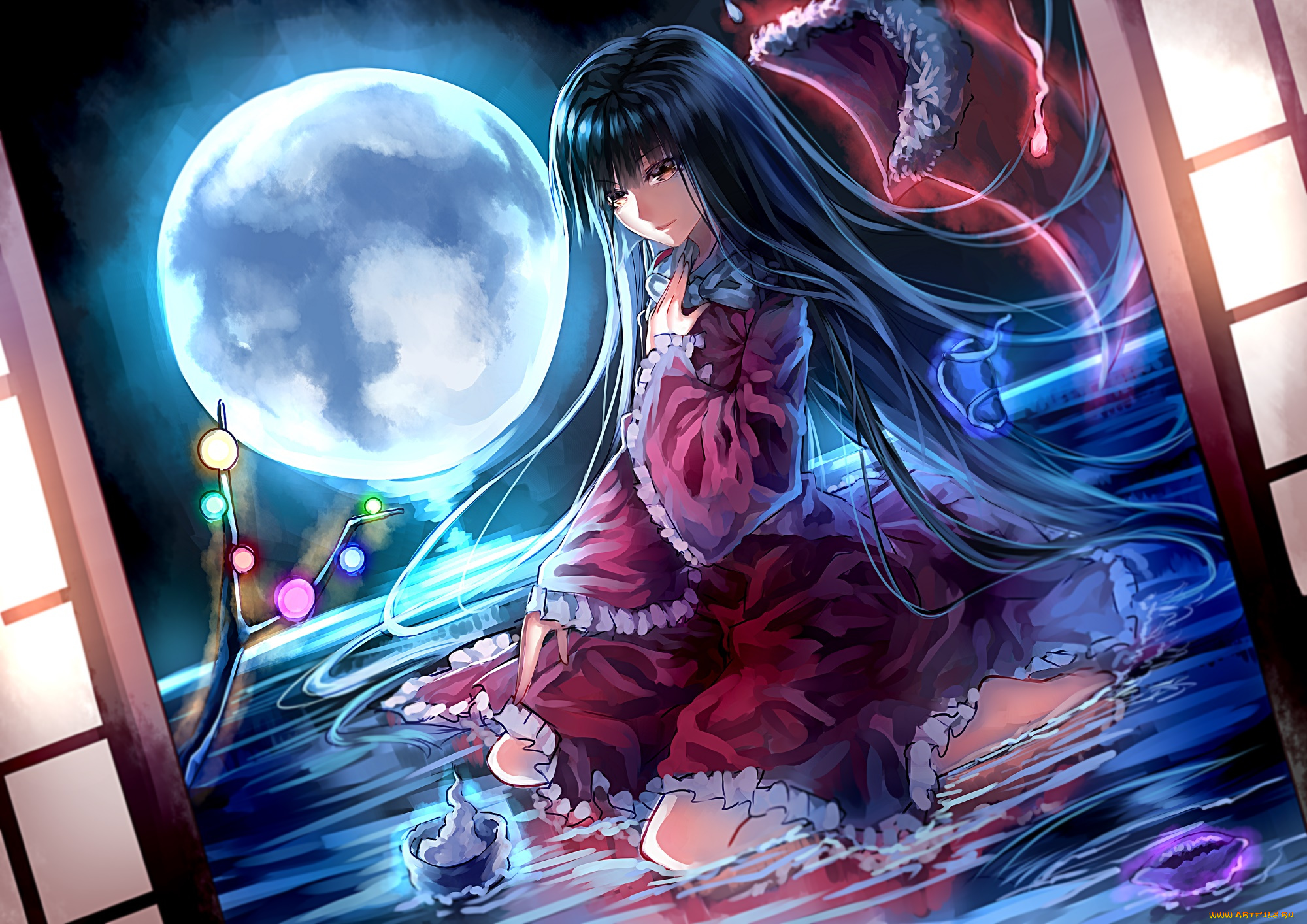 аниме, touhou, фон, взгляд, девушка